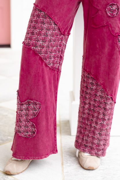 Mineral Washed Daisy Patch Wide Leg Pants