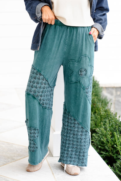 Mineral Washed Daisy Patch Wide Leg Pants