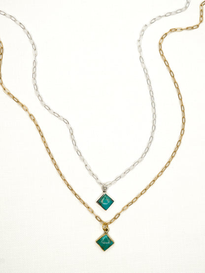 BOHO SOL Turquoise Diamond Dainty Necklace