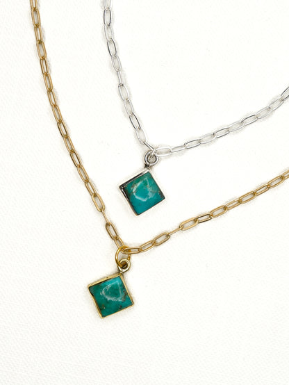 BOHO SOL Turquoise Diamond Dainty Necklace