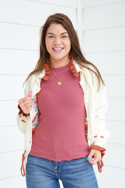Basic Ribbed Long Sleeve Knit Top