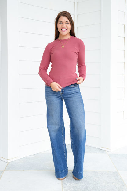 Basic Ribbed Long Sleeve Knit Top