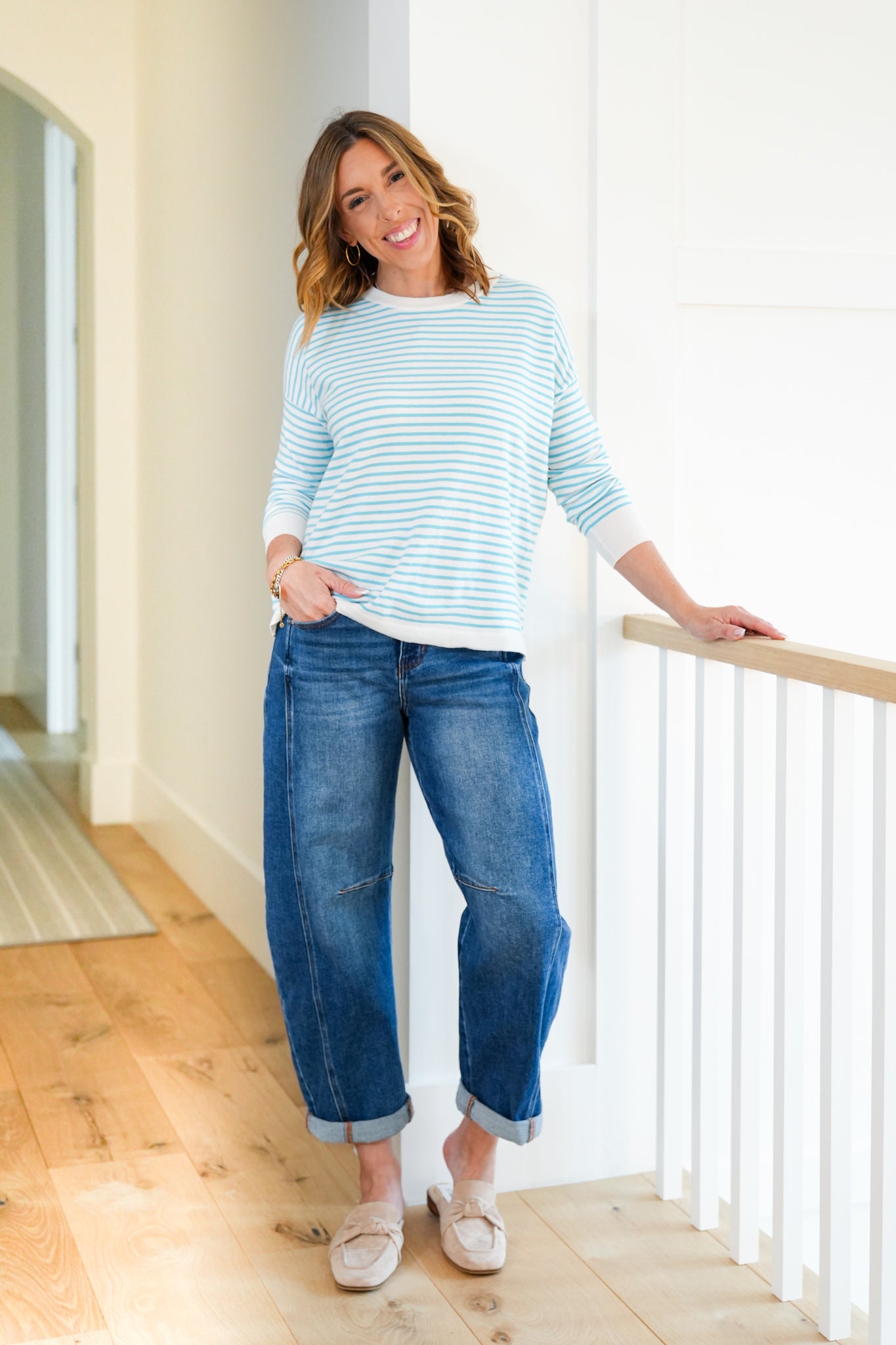 Stripe Long Sleeve Pullover Sweater