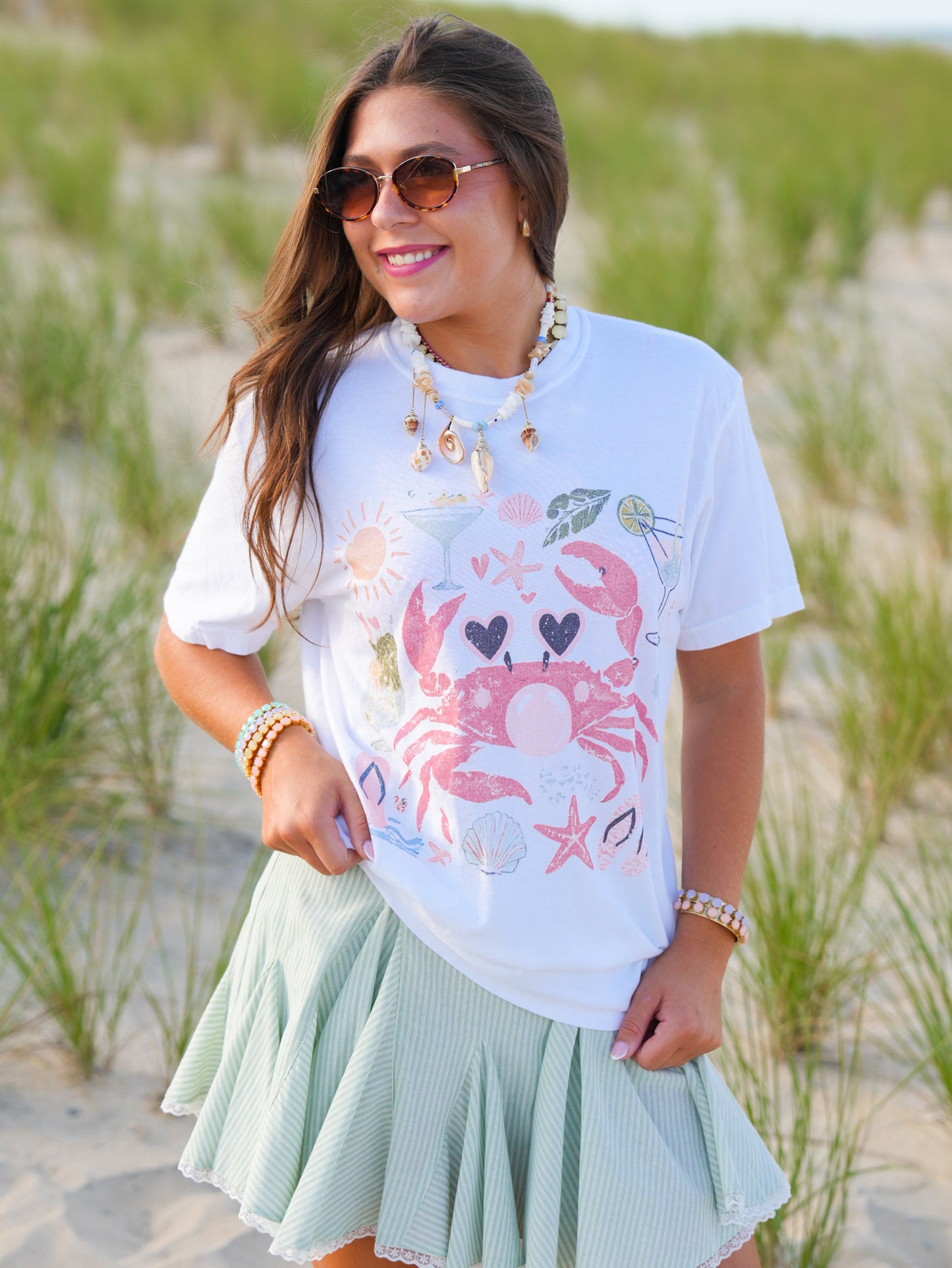 Plus/Reg Short Sleeve Bubblegum Crab Summer Graphic Tee