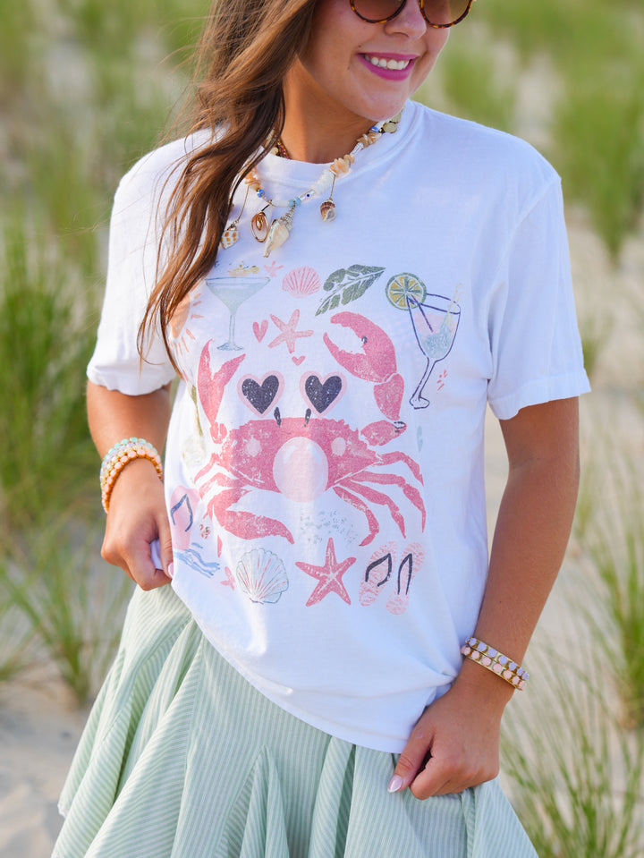 Plus/Reg Short Sleeve Bubblegum Crab Beachy Graphic Tee