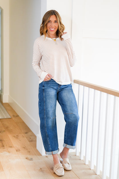 Stripe Long Sleeve Pullover Sweater