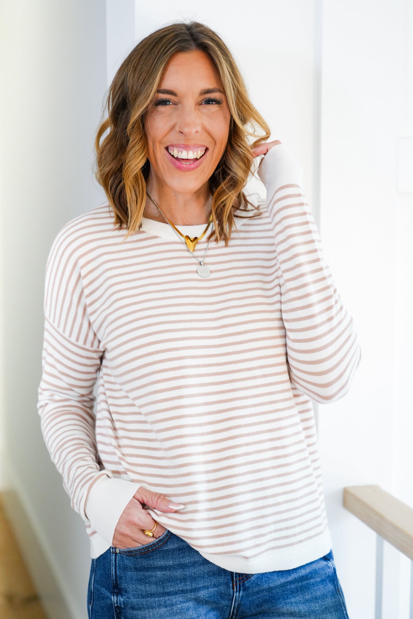 Stripe Long Sleeve Pullover Sweater