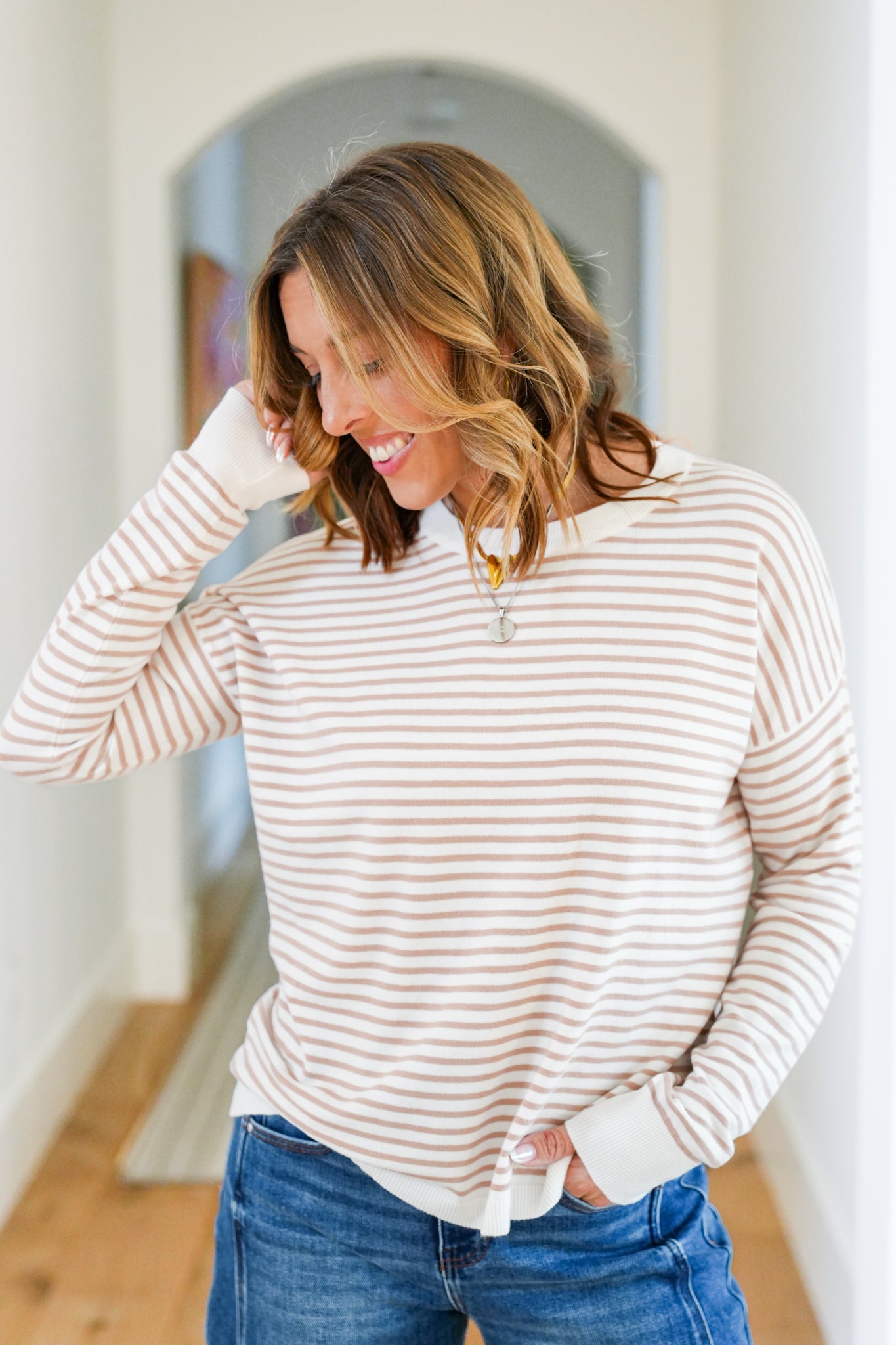 Stripe Long Sleeve Pullover Sweater