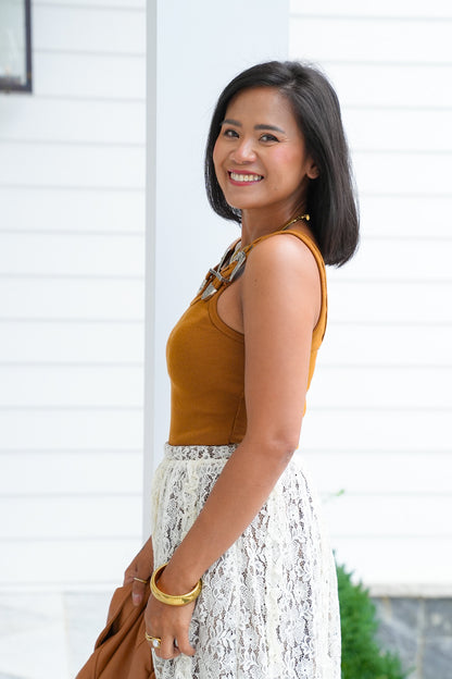 Sleeveless Ribbed Knit Bodysuit with Buckle Strap Detail