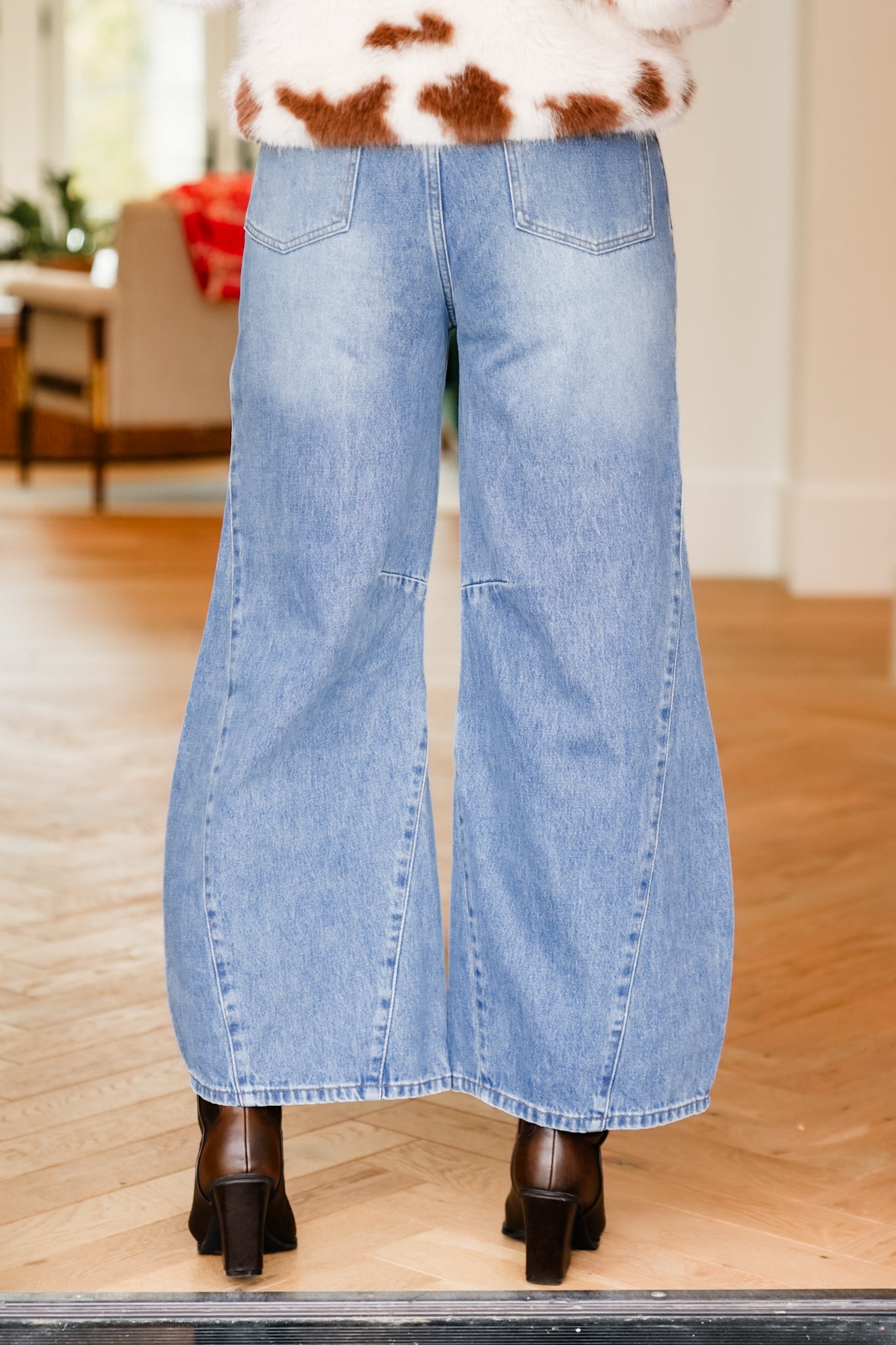 High Waist Wide Leg Panel Denim Jeans