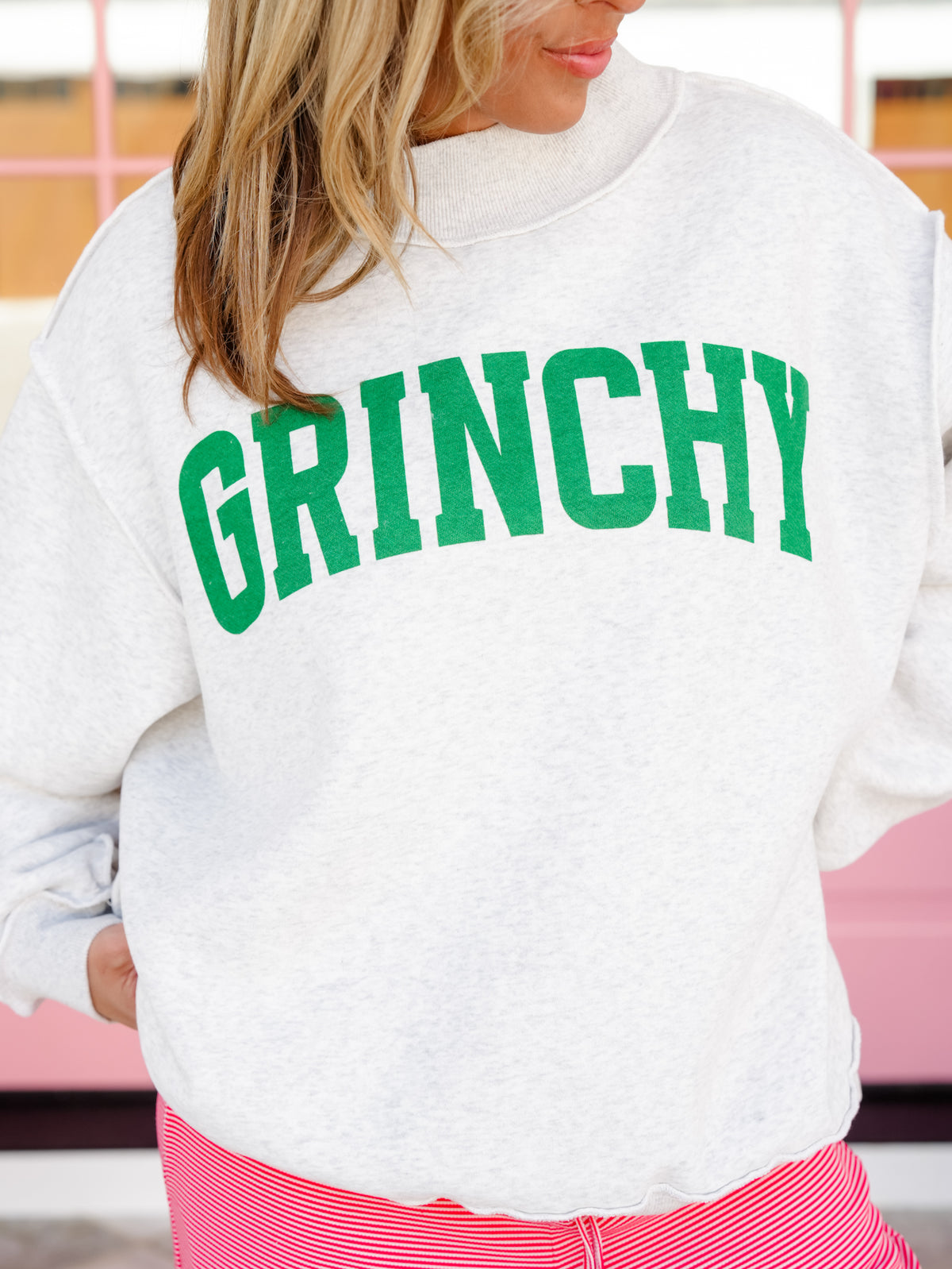 Reversible Long Sleeve "Grinch/Naughty" Mock Neck Sweatshirt - Freckled Poppy