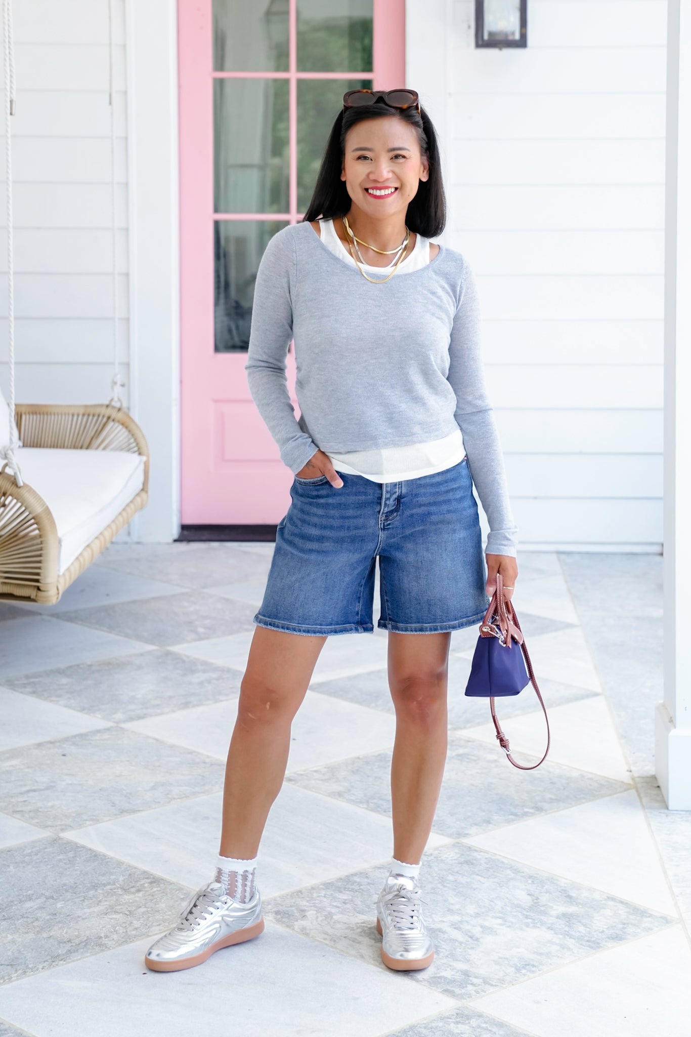Double Layer Long Sleeve Knit Top