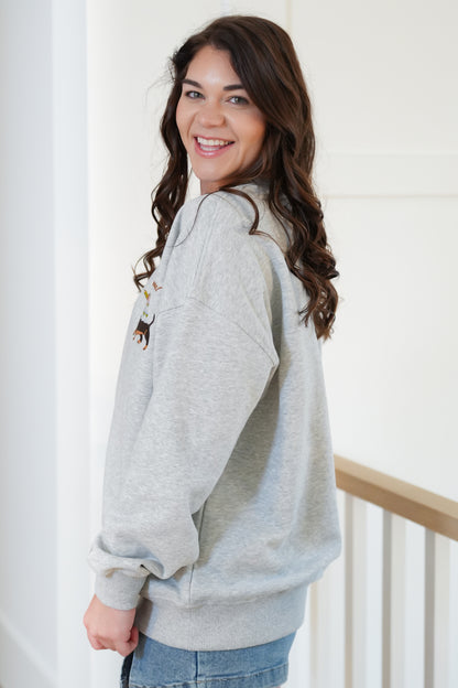 Long Sleeve Dog with Martini Pullover Sweatshirt