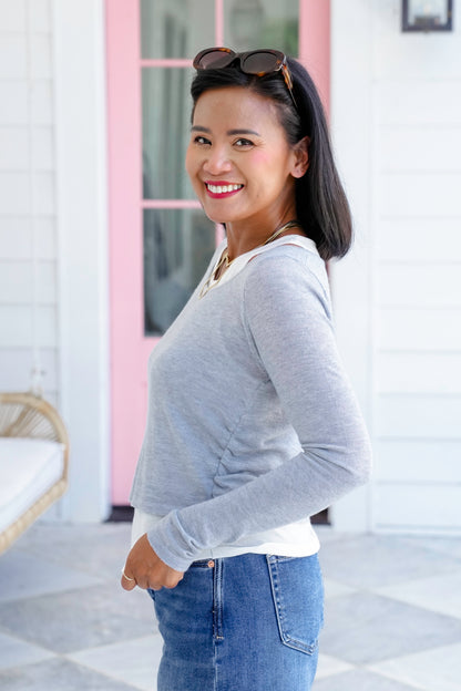 Double Layer Long Sleeve Knit Top