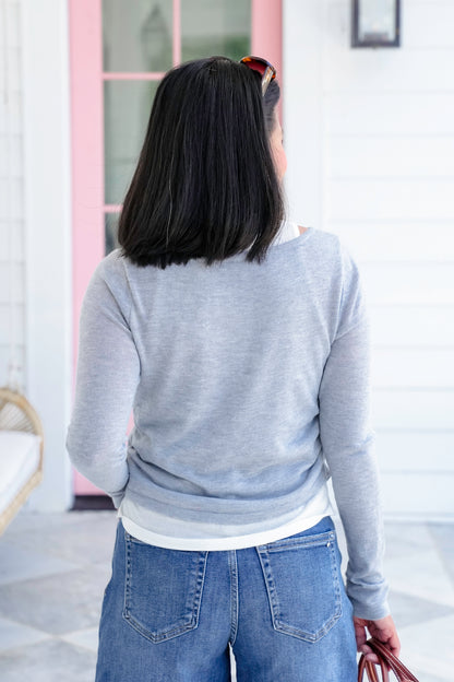 Double Layer Long Sleeve Knit Top