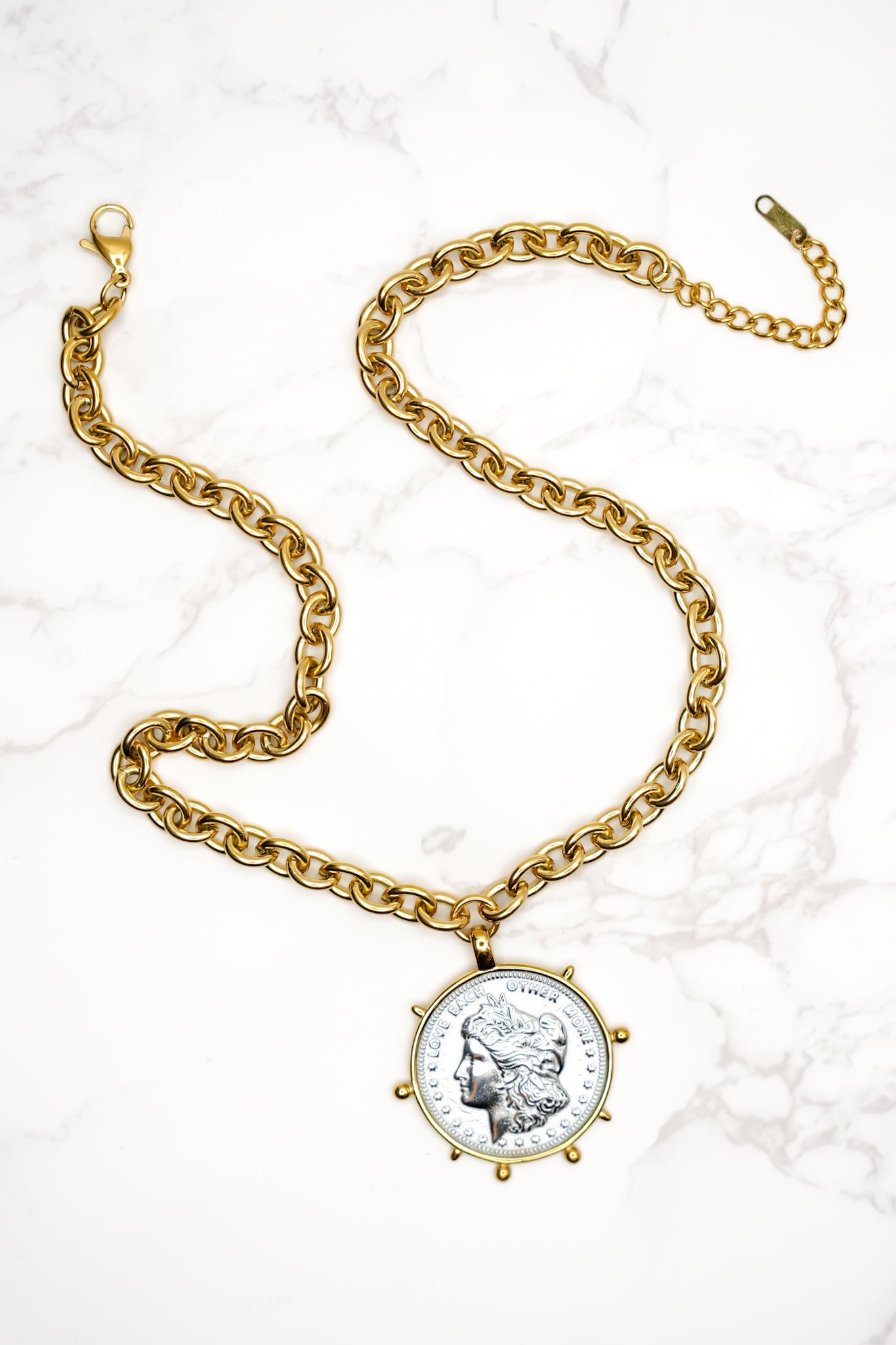 Chansutt Pearls Two Toned Coin Necklace