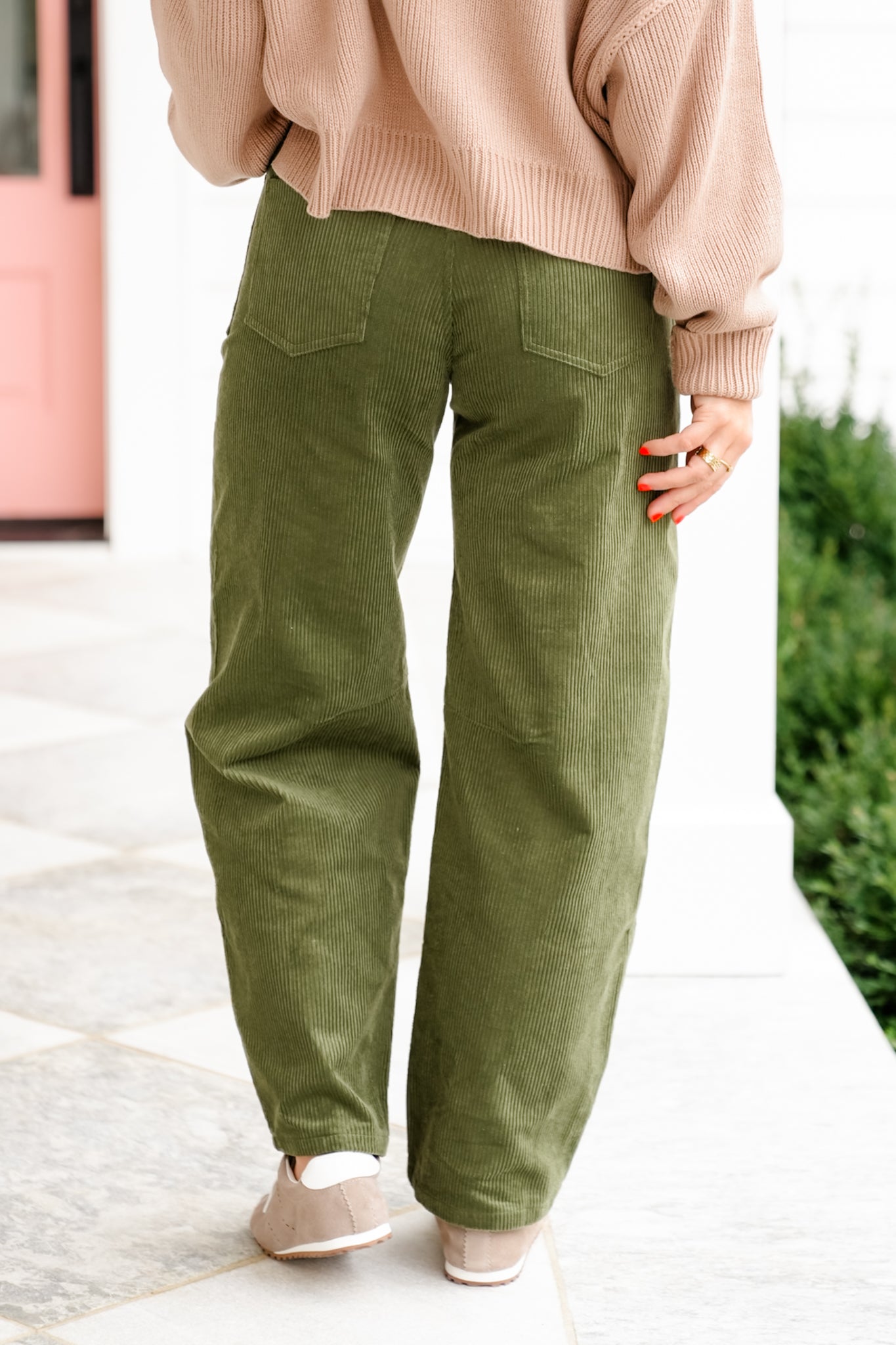 Corduroy Tie Waist Barrel Pants