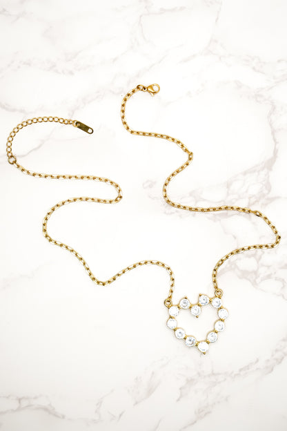 Chansutt Pearls Large Diamond Heart Necklace