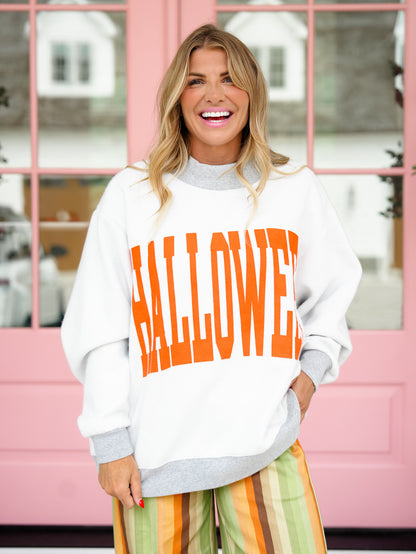 Long Sleeve Reversible Halloween/Jack-O-Lantern Graphic Sweatshirt