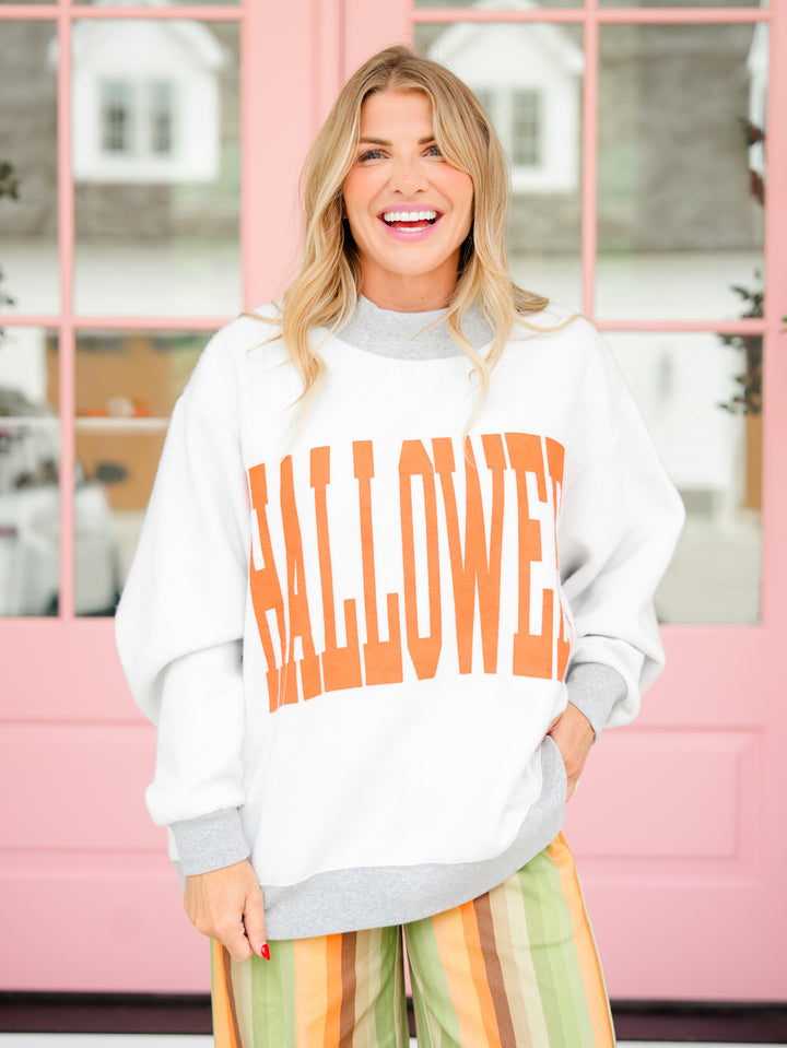 Long Sleeve Reversible Halloween/Jack-O-Lantern Graphic Sweatshirt - Freckled Poppy