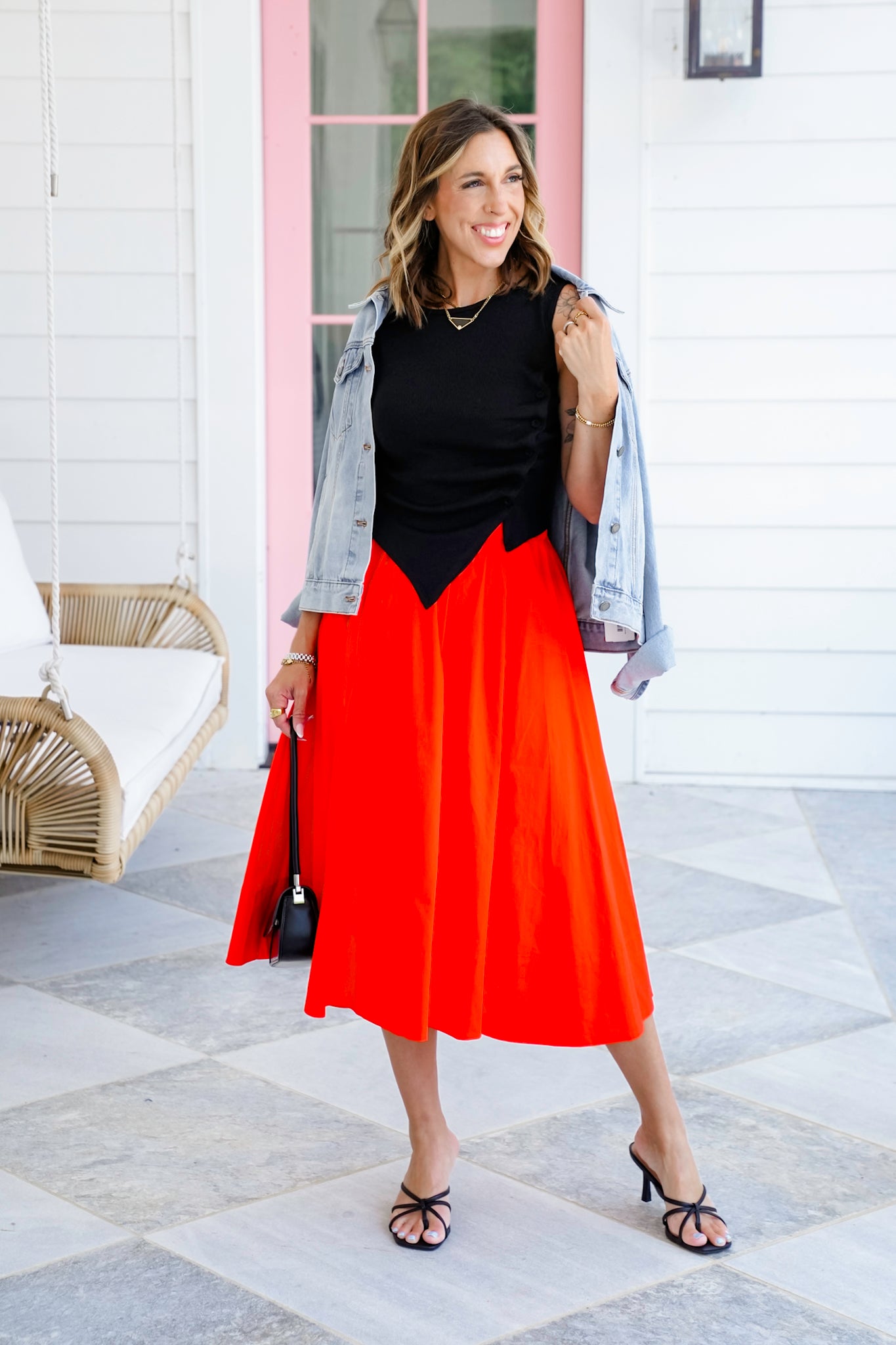 Asymmetrical Tank Top with Button Detail