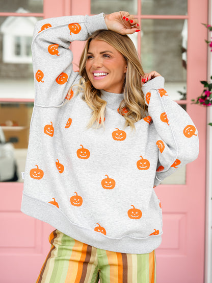 Long Sleeve Reversible Halloween/Jack-O-Lantern Graphic Sweatshirt