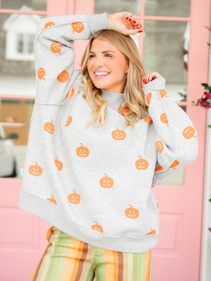 Long Sleeve Reversible Halloween/Jack-O-Lantern Graphic Sweatshirt - Freckled Poppy