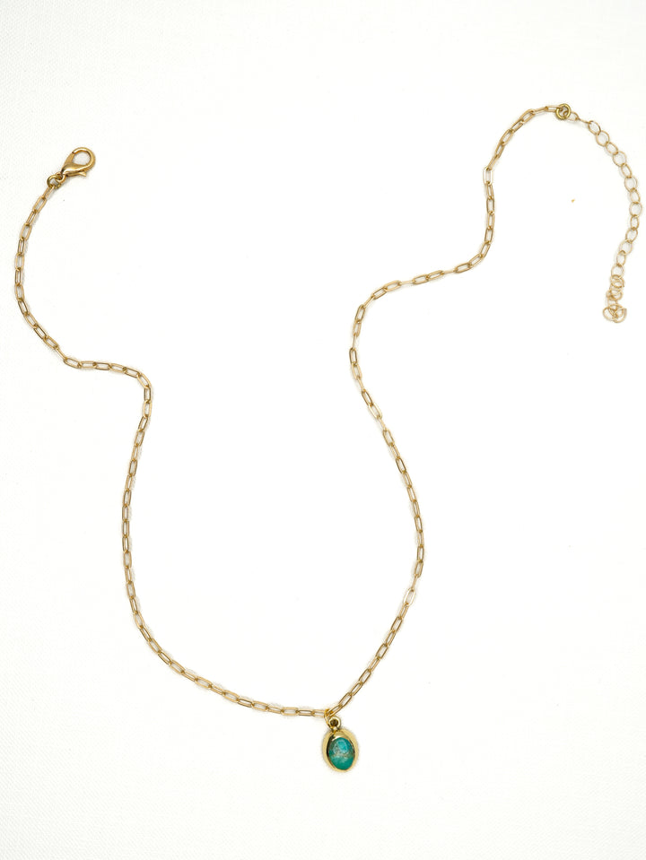 BOHO SOL Turquoise Oval Dainty Necklace - Freckled Poppy