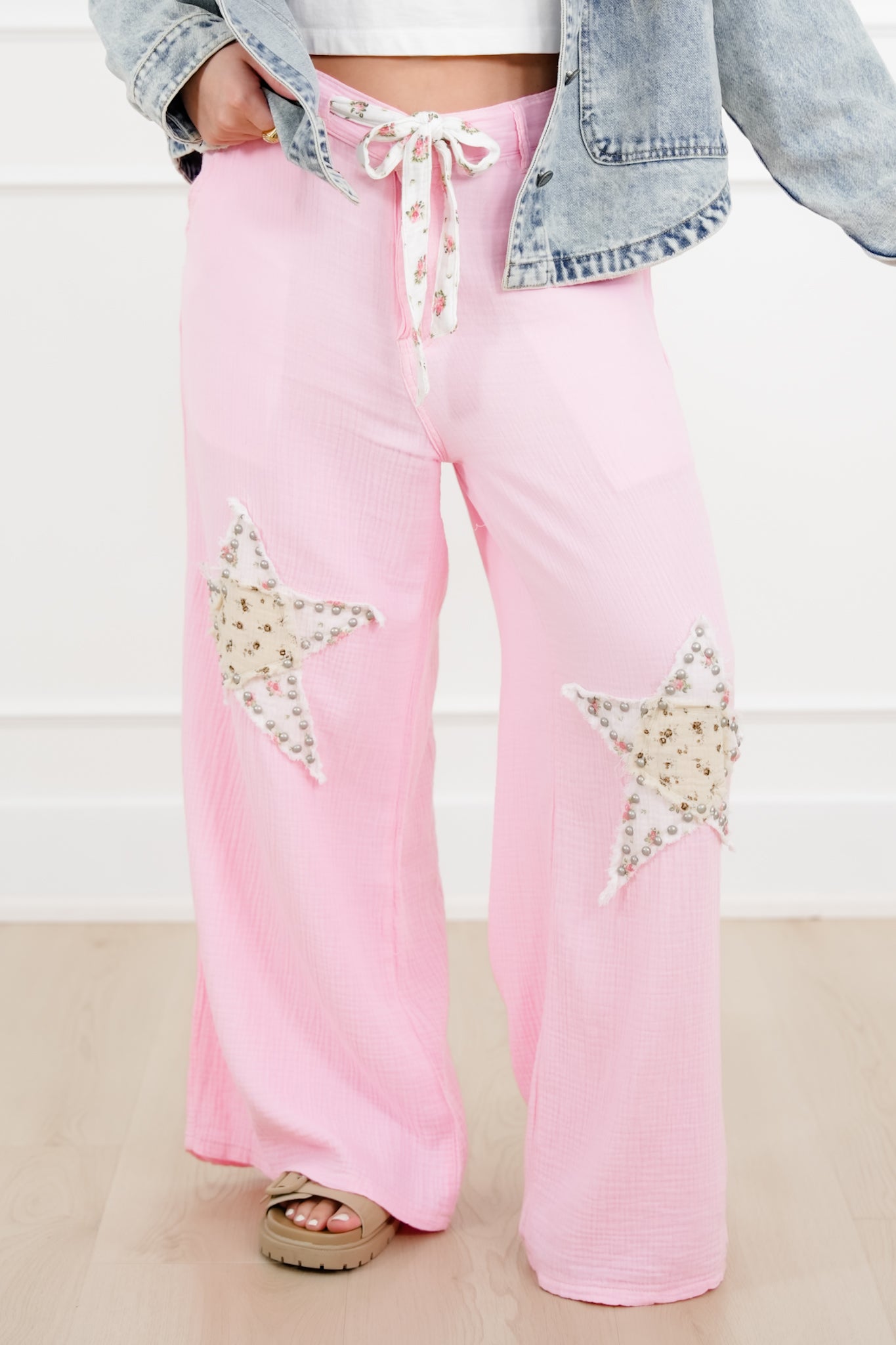 POL Star Patch High Rise Wide Leg Pants