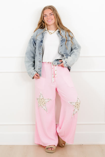 POL Star Patch High Rise Wide Leg Pants