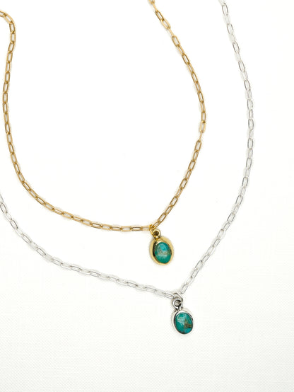 BOHO SOL Turquoise Oval Dainty Necklace