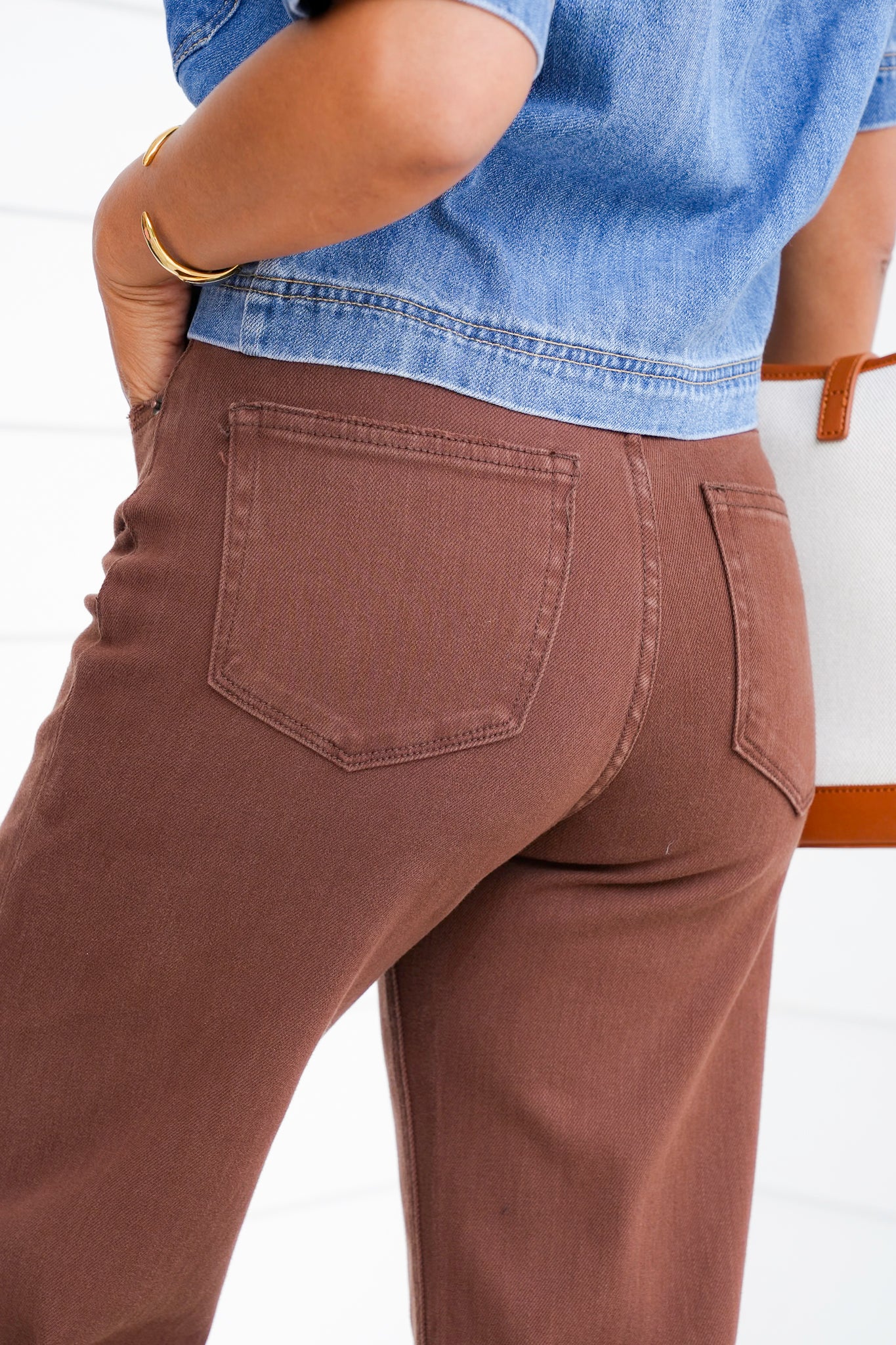 Mica High Rise Brown Wide Leg Jeans