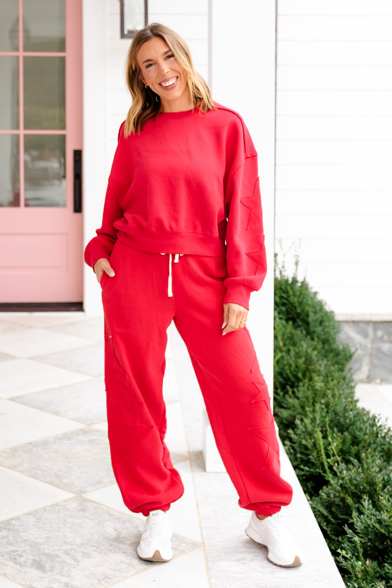 Long Sleeve Crew Neck Sweatshirt with Star Patch