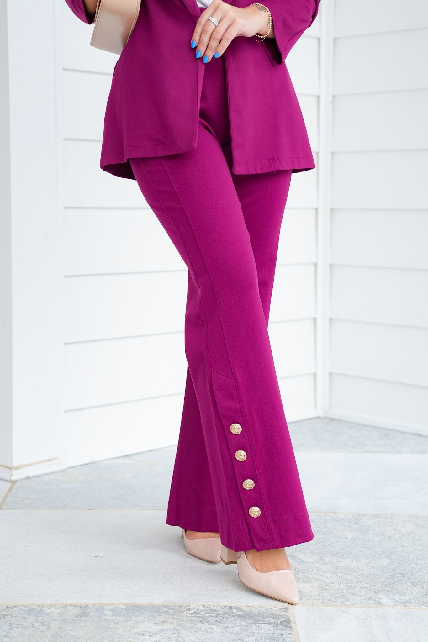 Door Buster! Plus/Reg Magic Stretch Pull-On Pants with Button Detail