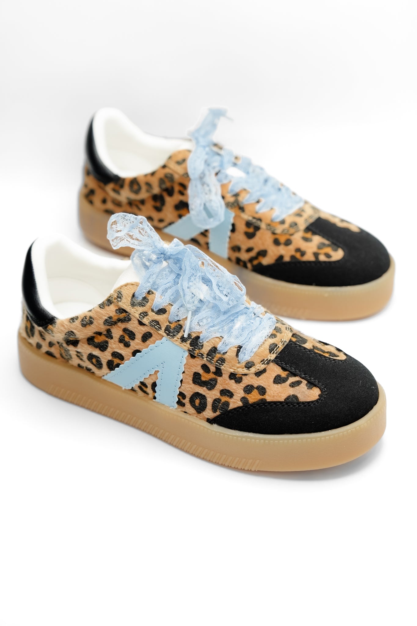 MIA Textured Animal Print Low Top Sneaker with Lace Detail