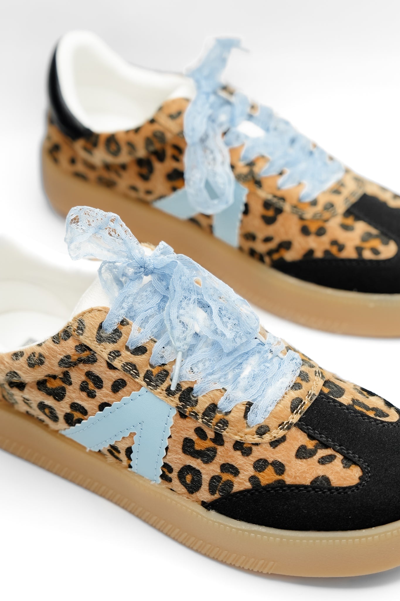MIA Textured Animal Print Low Top Sneaker with Lace Detail