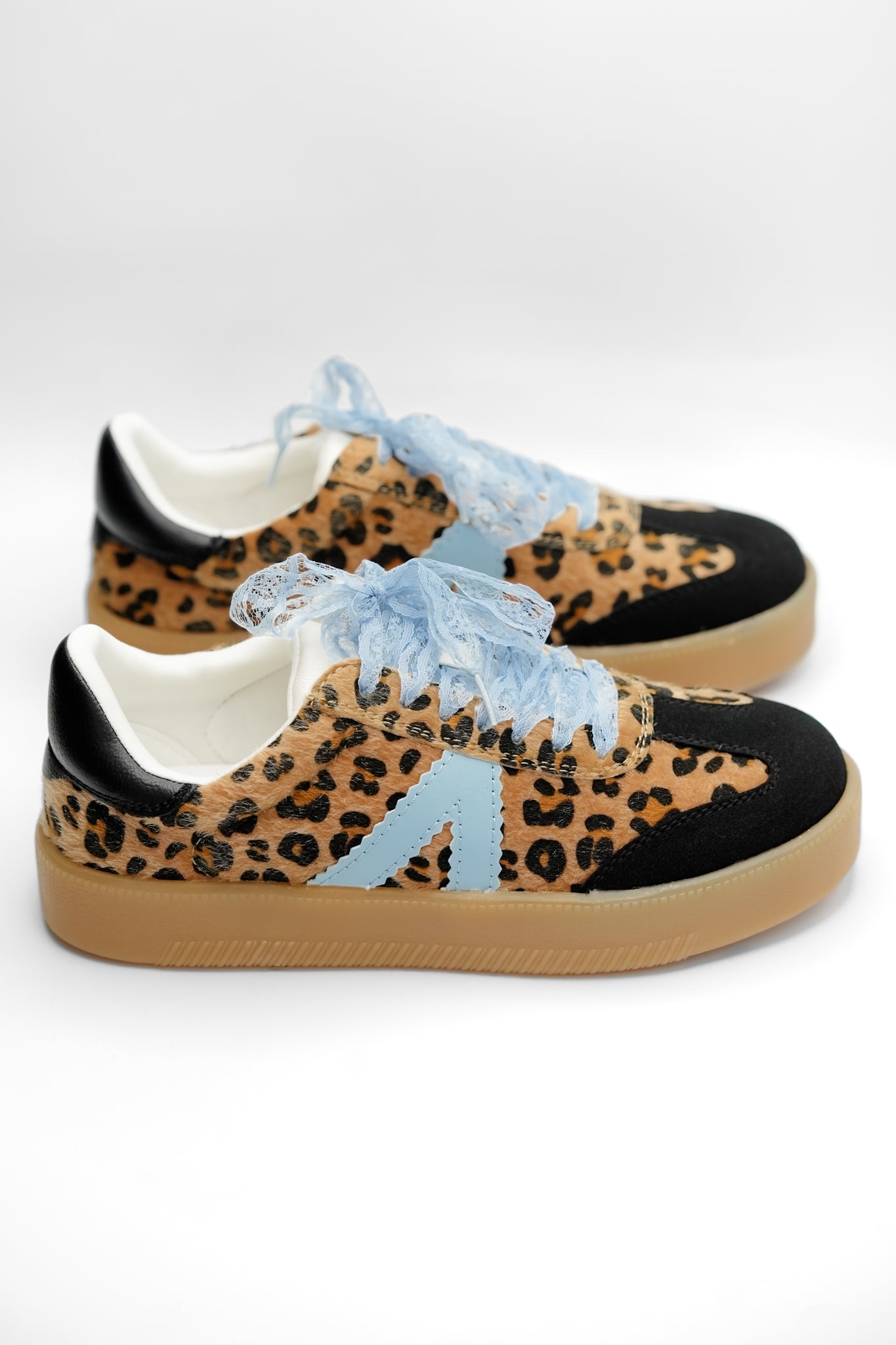 MIA Textured Animal Print Low Top Sneaker with Lace Detail