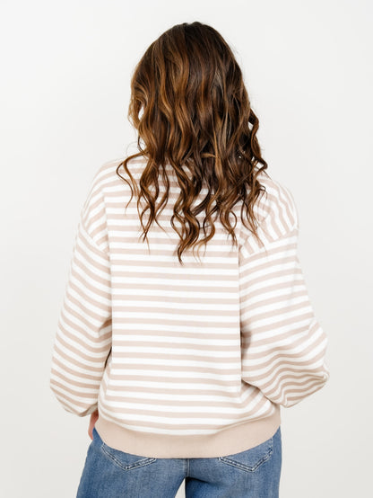 Sand Stripe Long Sleeve Knit Sweater