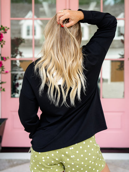 Sequin Dancing Skeletons Crew Neck Long Sleeve Top