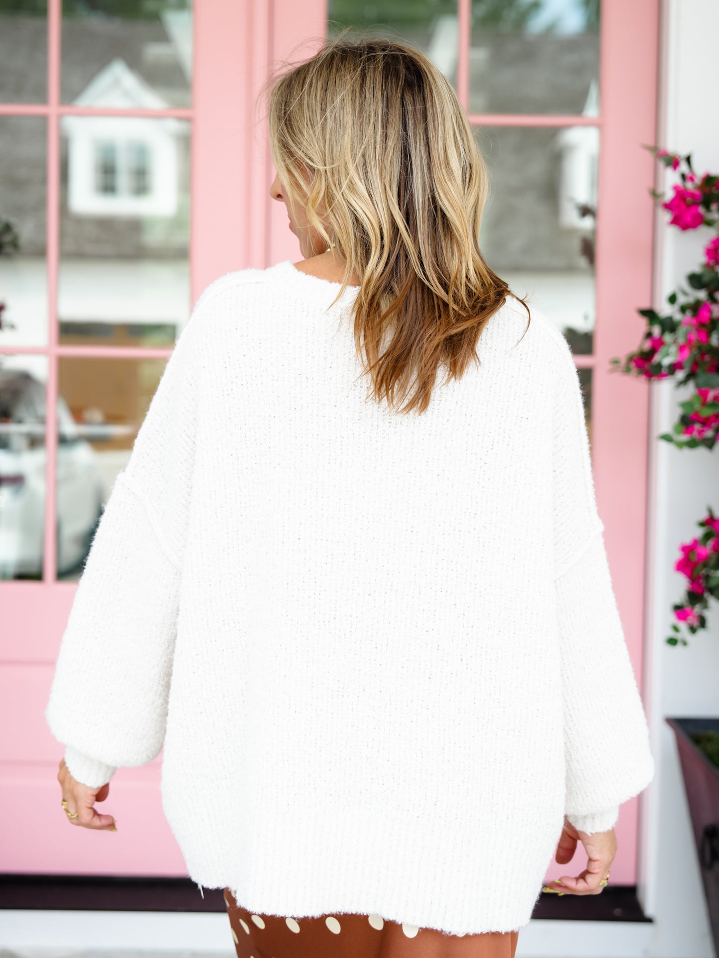 Gingham Embroidered Ghost Soft Sweater