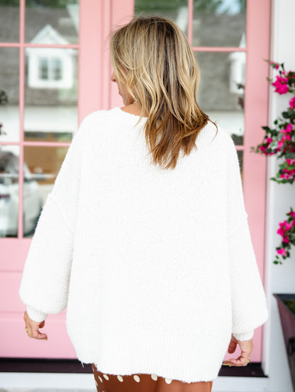 Gingham Embroidered Ghost Soft Sweater