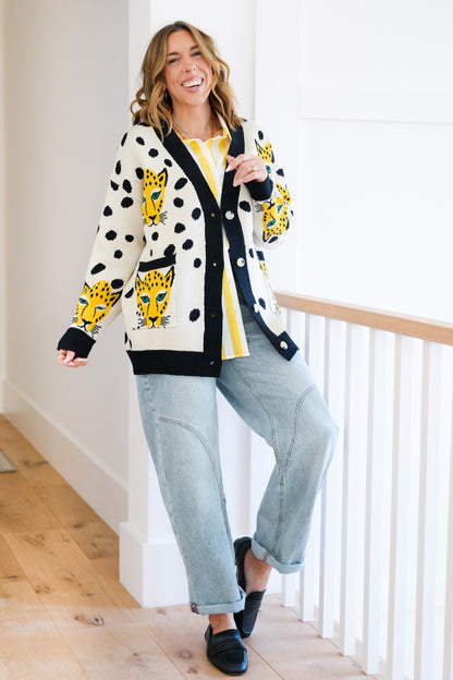 Cheetah Print Long Sleeve Button Down Cardigan