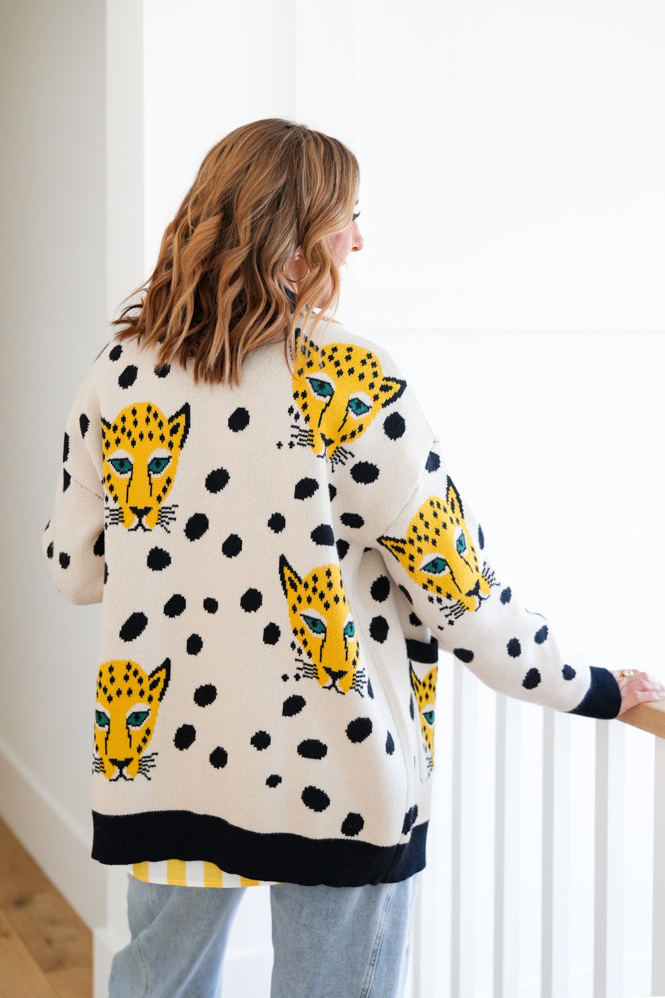 Cheetah Print Long Sleeve Button Down Cardigan