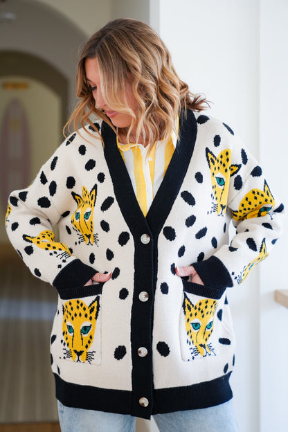 Cheetah Print Long Sleeve Button Down Cardigan
