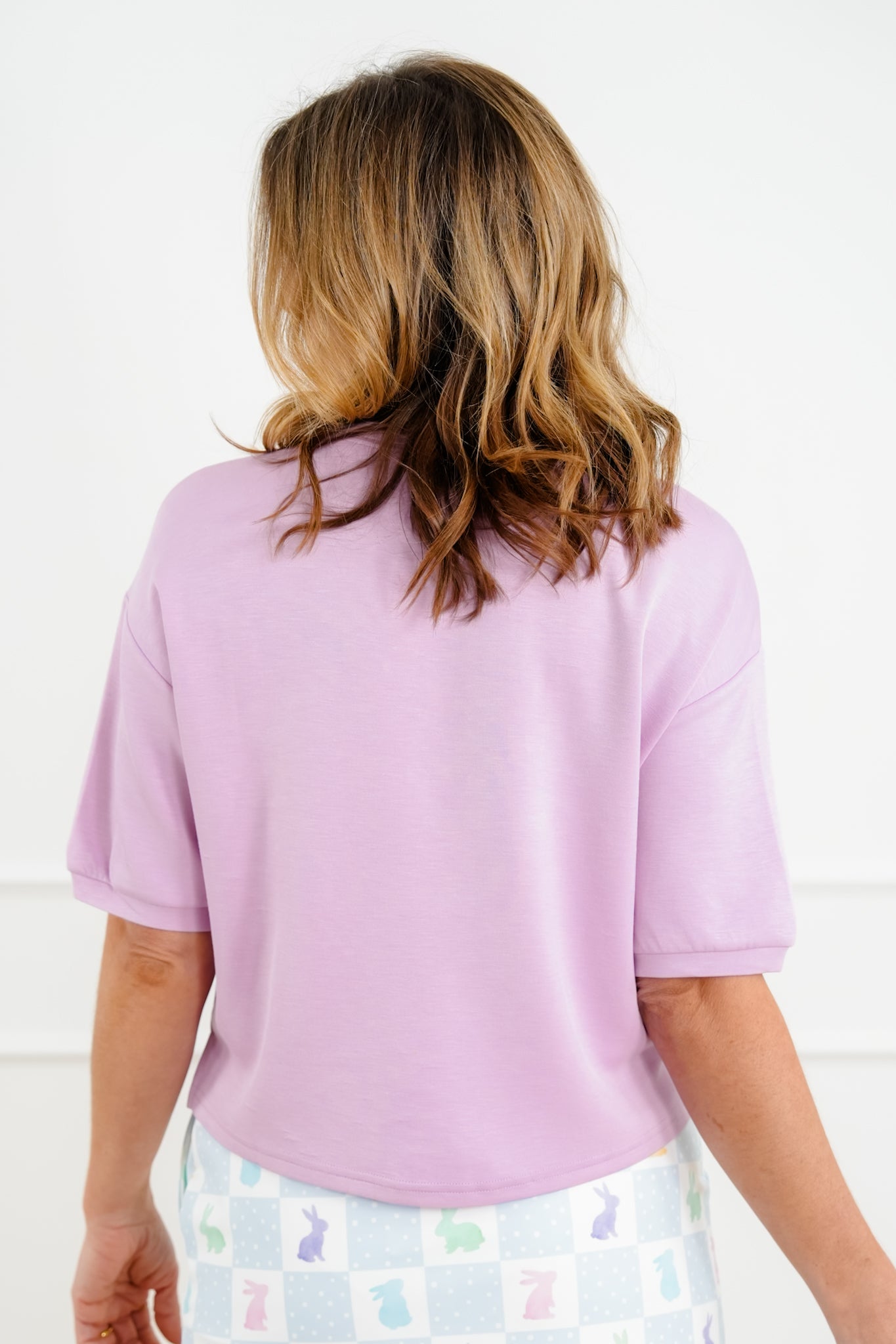 Lavender Short Sleeve Top with Chenille Peeps