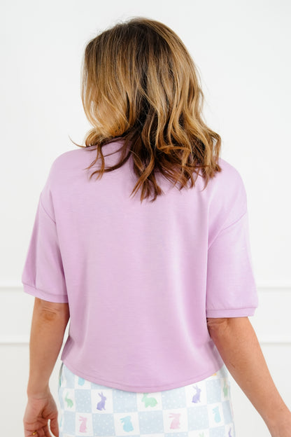 Lavender Short Sleeve Top with Chenille Peeps