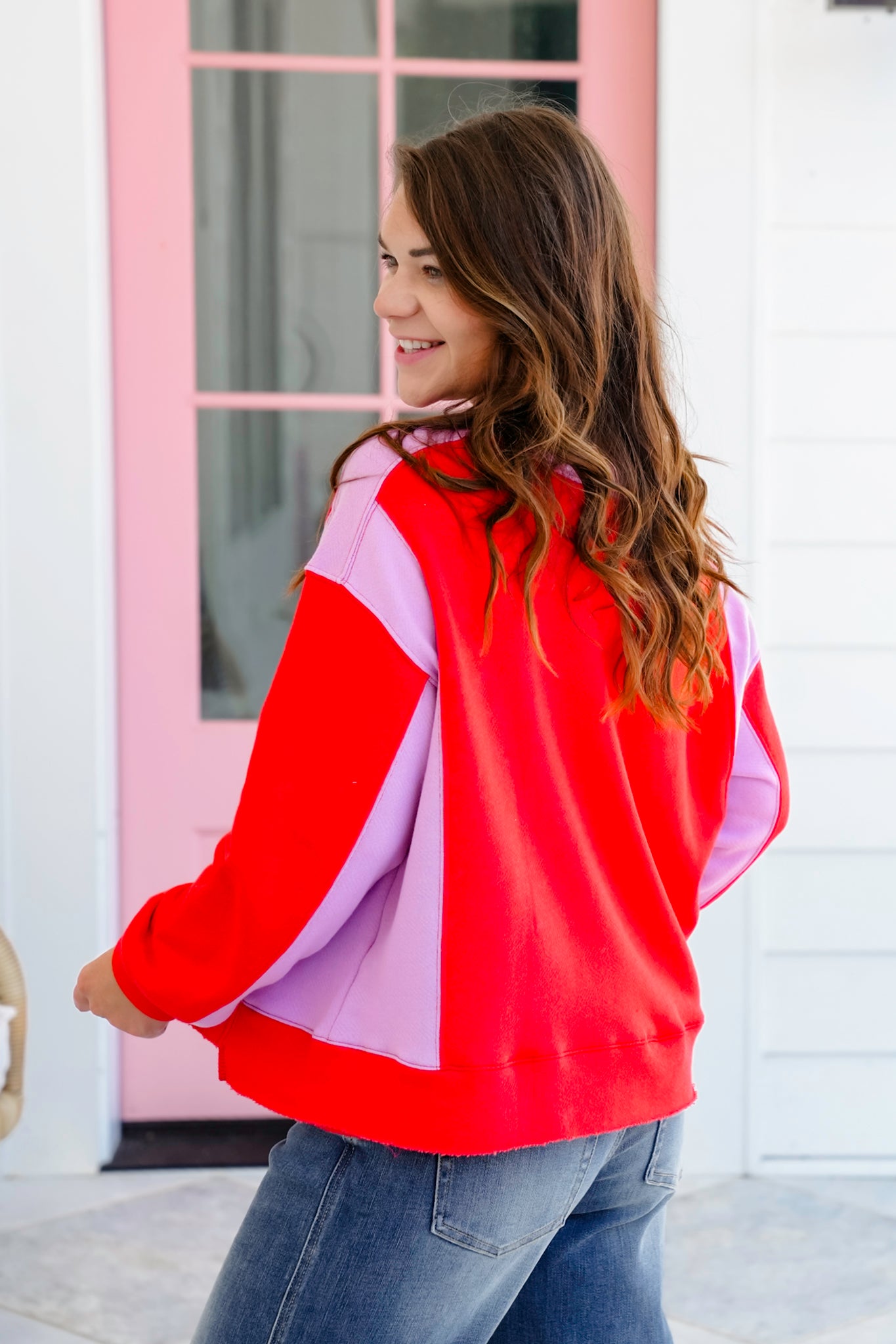 Color Block Long Sleeve Pullover Sweatshirt