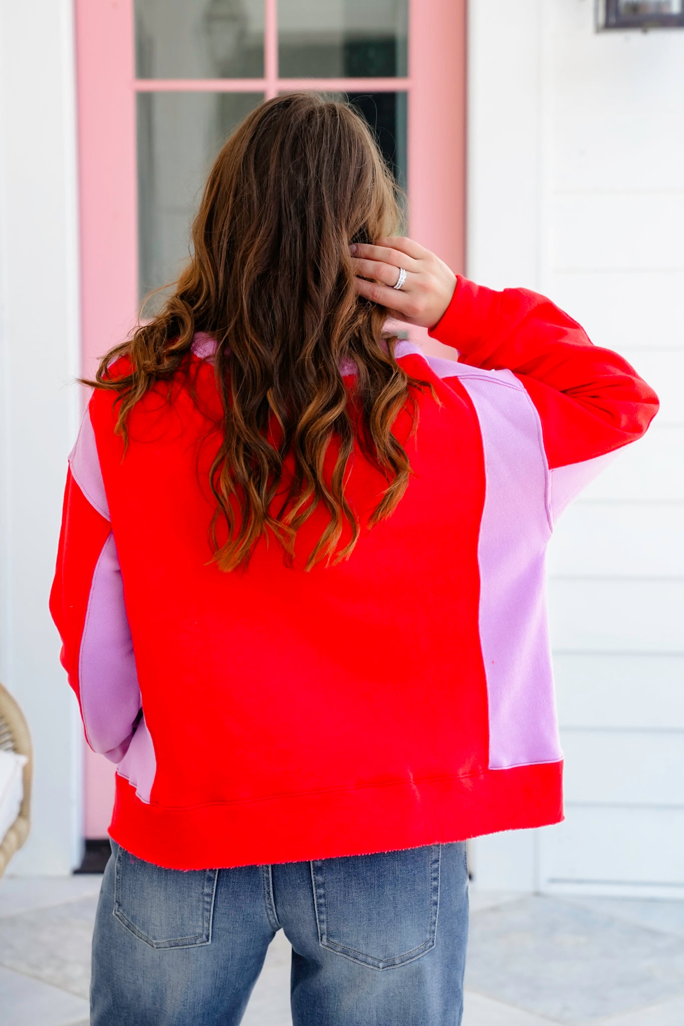 Color Block Long Sleeve Pullover Sweatshirt