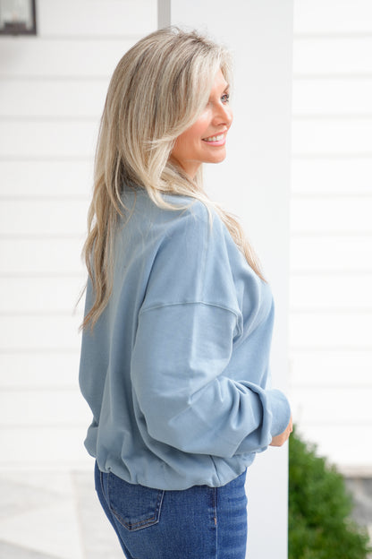 Long Sleeve Bubble Hem Pullover Top
