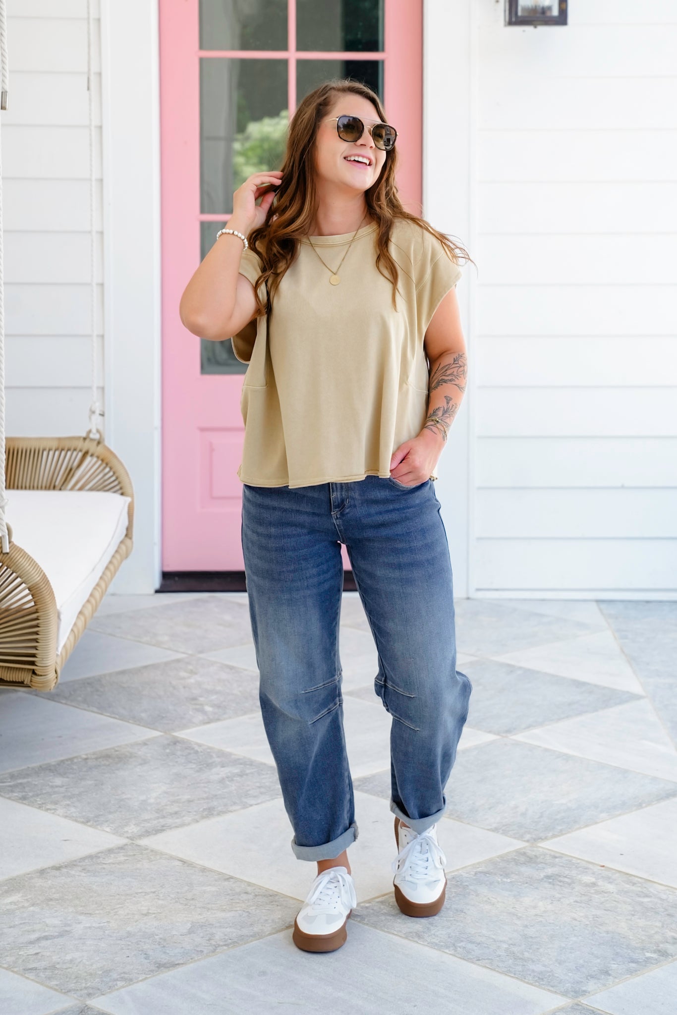 Mineral Wash Sleeveless Relaxed Fit Tank Top